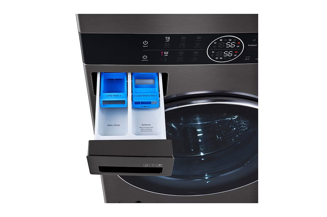 LG WashTower™ 17kg/16kg - AI Direct Drive, TurboWash 360°, Heat Pump Dryer, Black Stainless