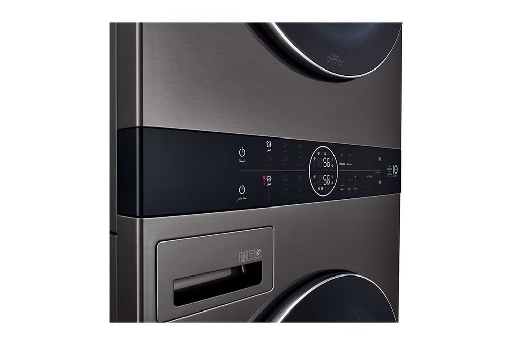 LG WashTower™ 17kg/16kg - AI Direct Drive, TurboWash 360°, Heat Pump Dryer, Black Stainless