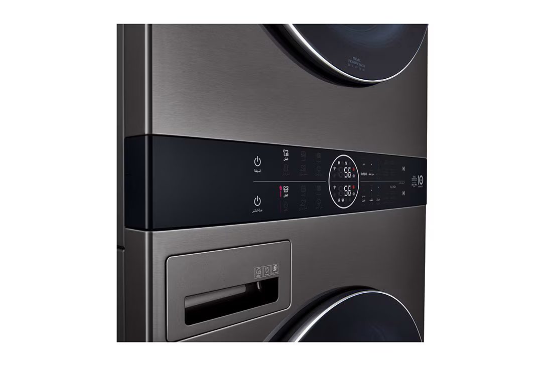 LG WashTower™ 17kg/16kg - AI Direct Drive, TurboWash 360°, Heat Pump Dryer, Black Stainless