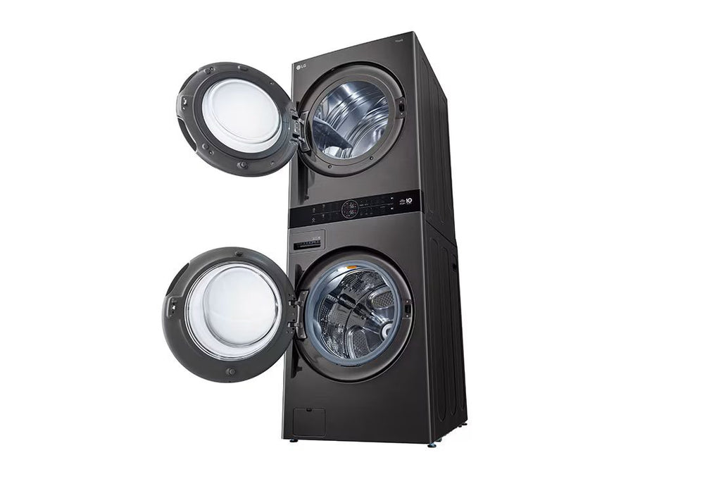 LG WashTower™ 17kg/16kg - AI Direct Drive, TurboWash 360°, Heat Pump Dryer, Black Stainless