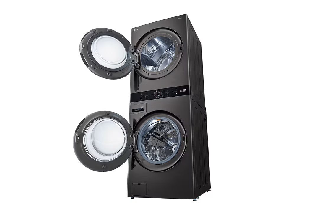 LG WashTower™ 17kg/16kg - AI Direct Drive, TurboWash 360°, Heat Pump Dryer, Black Stainless