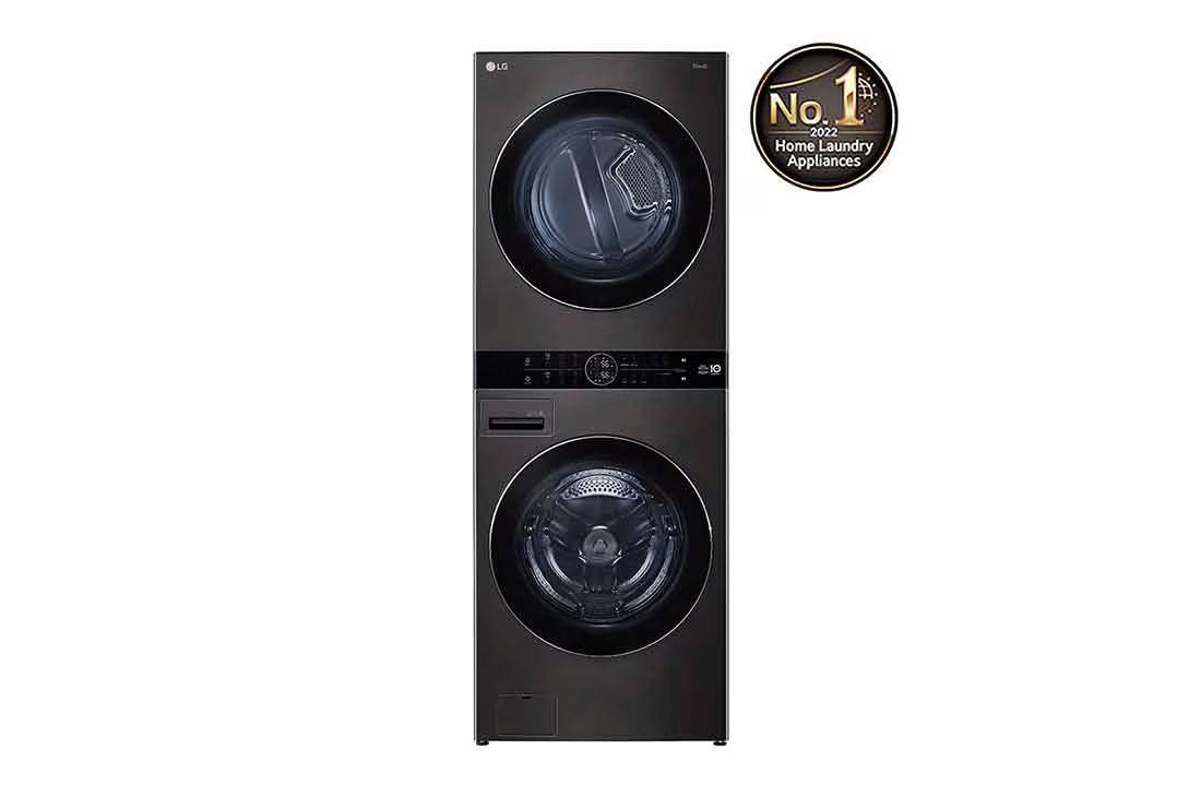 LG WashTower™ 17kg/16kg - AI Direct Drive, TurboWash 360°, Heat Pump Dryer, Black Stainless